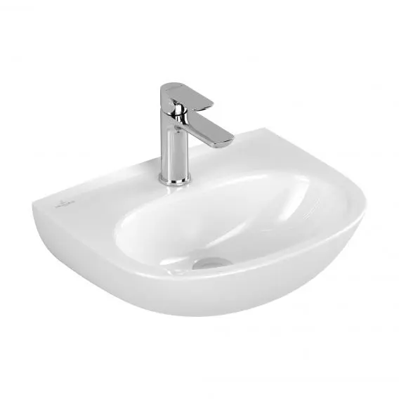 Villeroy & Boch O.novo - Lavamanos 45x36 cm, sin rebosadero, agujero para grifo, CeramicPlus, blanco alpino 434046R1