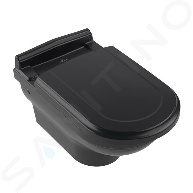 Villeroy & Boch Hommage - Falra szerelhető WC, CeramicPlus, Pure Black 6661B0R7