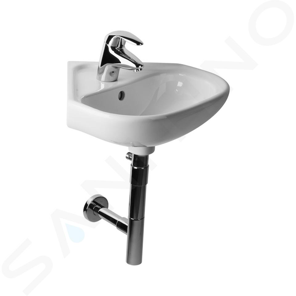 Jika Deep - Lavabo ad angolo, 450x460 mm, con sfioratore, con foro per rubinetto, bianco H8166120001041