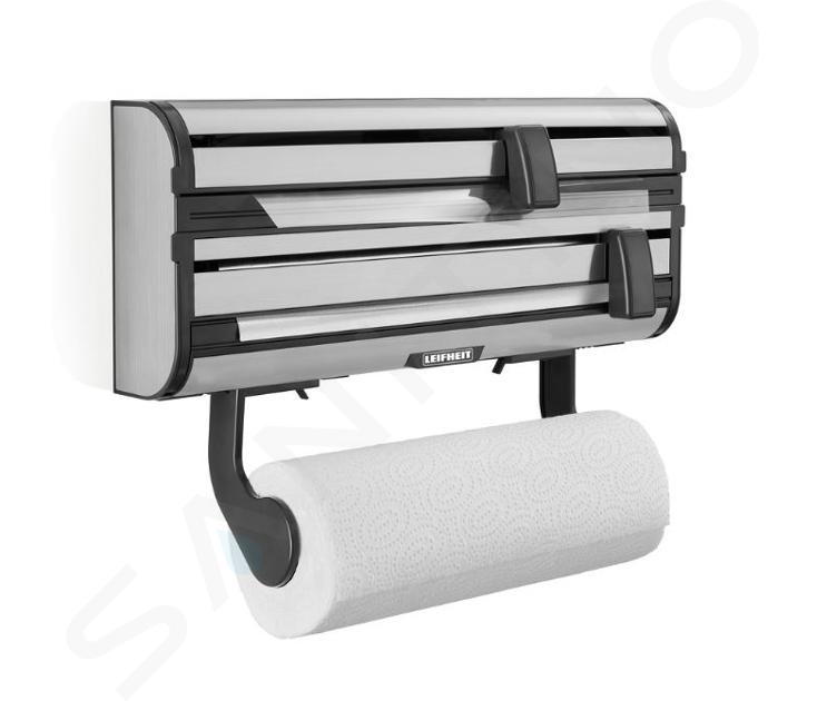 Leifheit Accesorios - Portarrollos de cocina de pared, con cortador, negro/plata 25793