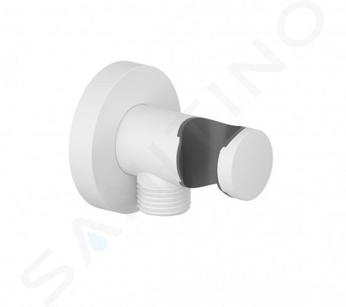 Kludi A-Qa - Codo de pared con soporte, blanco mate 6054753-00