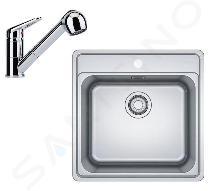 Franke Seturi - Set bucătărie N91, chiuvetă inox BXC 610-51 și baterie FC 9547.031, crom 101.0700.674