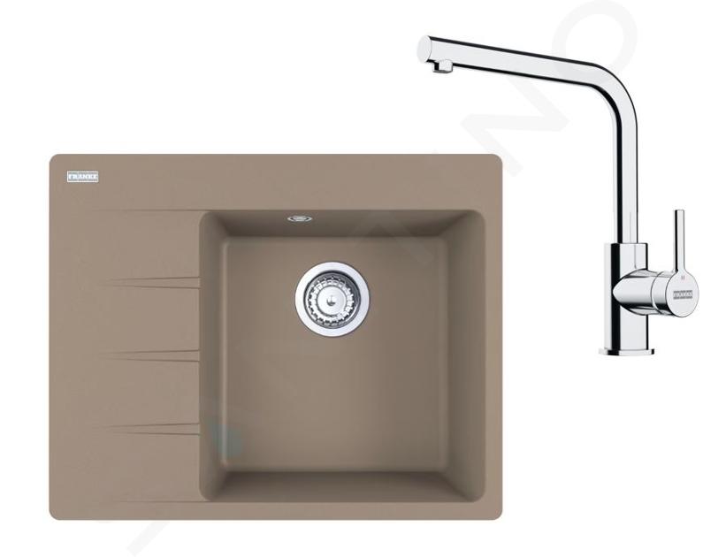 Franke Sets - Keukenset G248KA, fragraniet spoelbak CNG 611-62 TL/7 en keukenkraan FS 3230.031, cashmere/chroom 114.0700.675