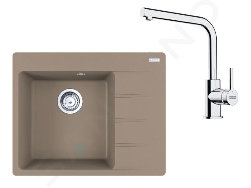 Franke Sets - Keukenset G249KA, fragraniet spoelbak CNG 611-62 TL/2 en keukenkraan FS 3230.031, cashmere/chroom 114.0700.679