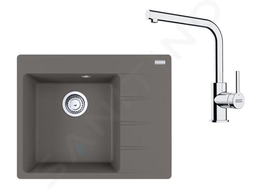 Franke Colonnes - Set de cuisine G249ŠK, évier en fragranit CNG 611-62 TL/2 + robinet FS 3230.031, gris pierre / chrome 114.0700.682