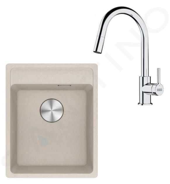 Franke Colonnes - Set de cuisine G252SA, évier en fragranit MRG 610-37 RTL + robinet FS 3229.031, sahara/chrome 114.0700.694