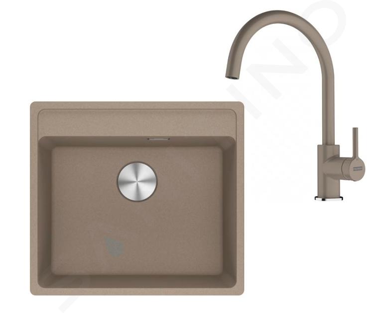 Franke Set - Set da cucina G274KA, lavello in fragranite MRG 610-52 RTL e miscelatore FC 6018.424, cashmere 114.0700.786