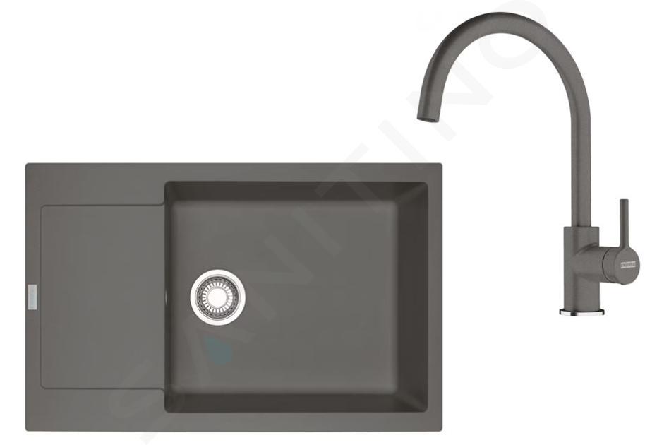 Franke Colonnes - Set de cuisine G277ŠK, évier en fragranit MRG 611-78  + robinet FN 6018.084, gris pierre 114.0700.799