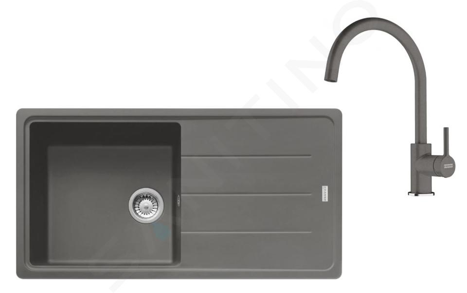 Franke Colonnes - Set de cuisine G280ŠK, évier en fragranit BSG 611 + robinet FC 6018.084, gris pierre 114.0700.814