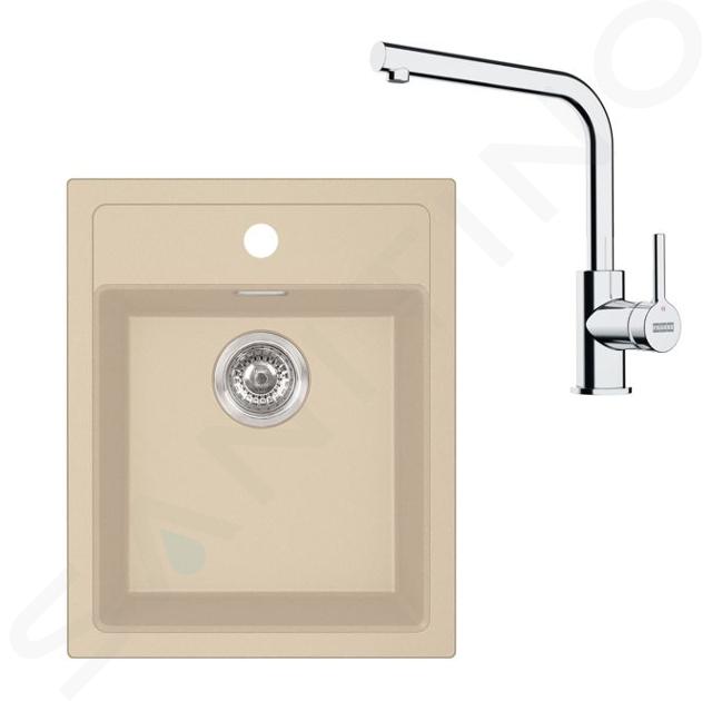 Franke Colonnes - Set de cuisine T113BE, évier en tectonite SID 610-40 + robinet FN 3230.031, beige / chrome 143.0687.383