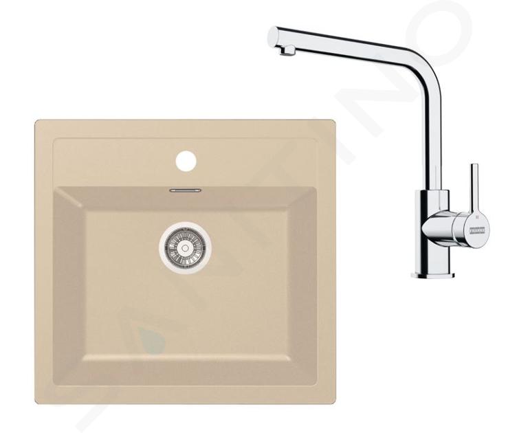 Franke Sets - Keukenset T114BE, tectonite spoelbak SID 610 en keukenkraan FS 3230.031, beige/chroom 143.0687.389