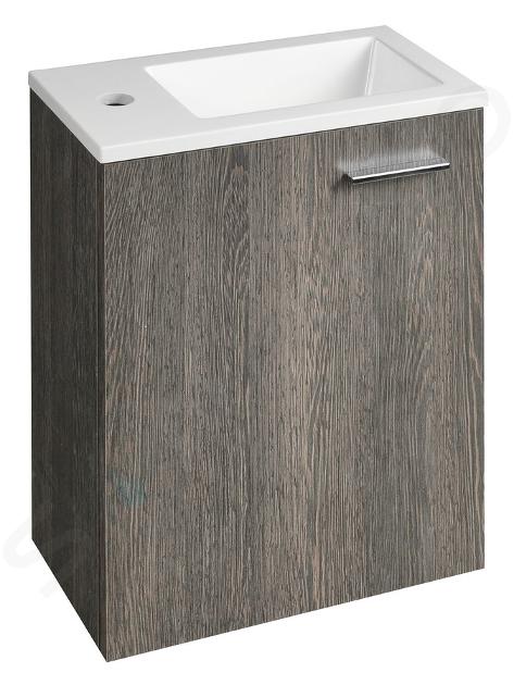 Aqualine Zoja - Meuble avec lave-mains, 40x50x22 cm, 1 porte, charnières G/D, wengé mali 51049MW-01