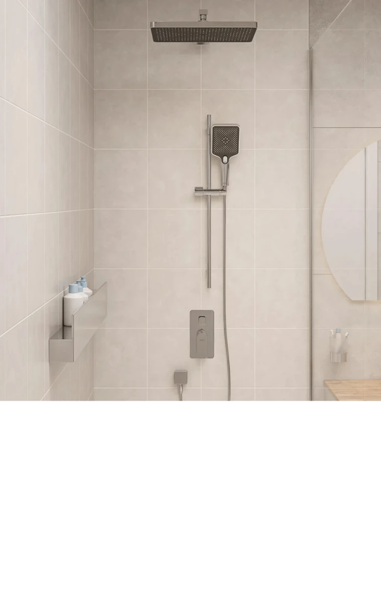 kielle Vega - Set de douche avec mitigeur encastré, 2 sorties, avec accessoires et le corps d’encastrement, chrome 20618SP10