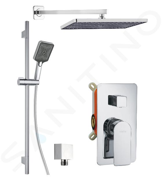 kielle Vega - Set doccia con miscelatore ad incasso a 2 utenze, con accessori e corpo incasso, cromo 20618SP10