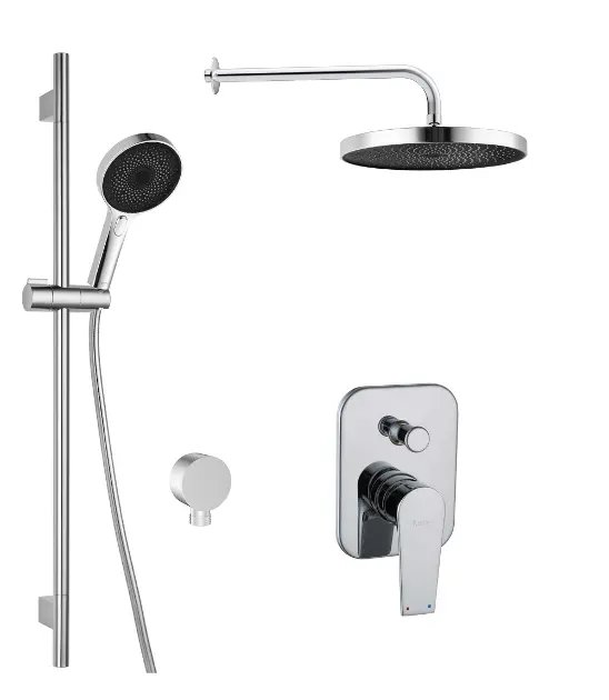 kielle Harmonia - Set doccia con miscelatore ad incasso a 2 utenze, con accessori e corpo incasso, cromo 20623SP20