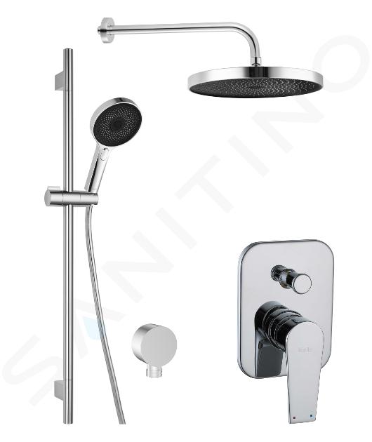 kielle Harmonia - Set doccia con miscelatore ad incasso a 2 utenze, con accessori e corpo incasso, cromo 20623SP20