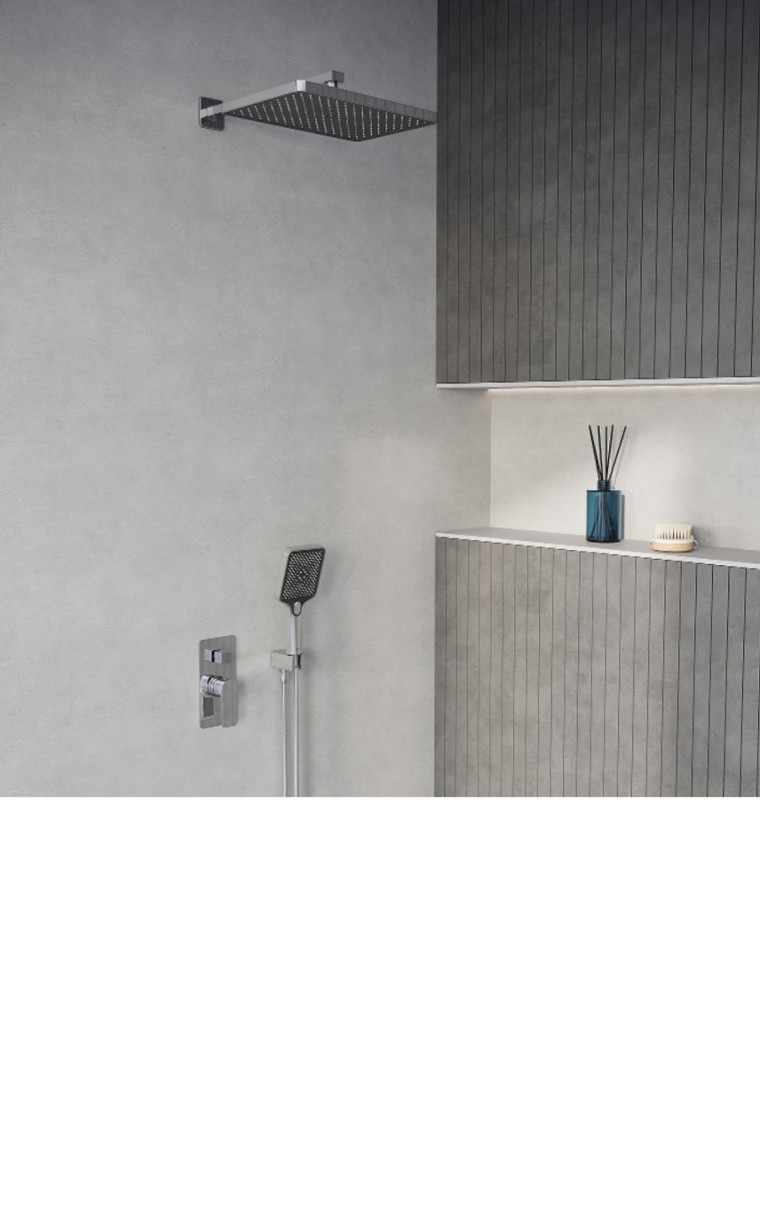 Conjunto de ducha empotrado termostático HANSGROHE Vernis gris / plata