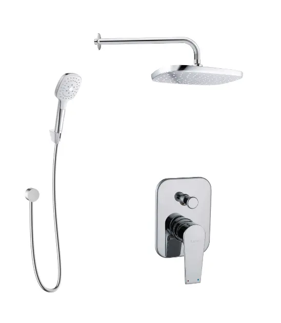 kielle Harmonia - Set de douche avec mitigeur encastré, 2 sorties, avec accessoires et corps d’encastrement, chrome 20623SP30