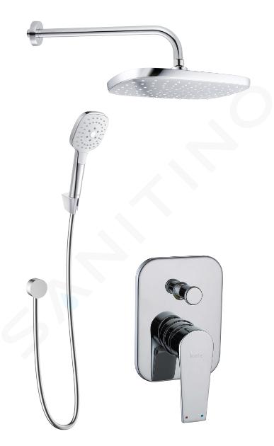 kielle Harmonia - Set de douche avec mitigeur encastré, 2 sorties, avec accessoires et corps d’encastrement, chrome 20623SP30