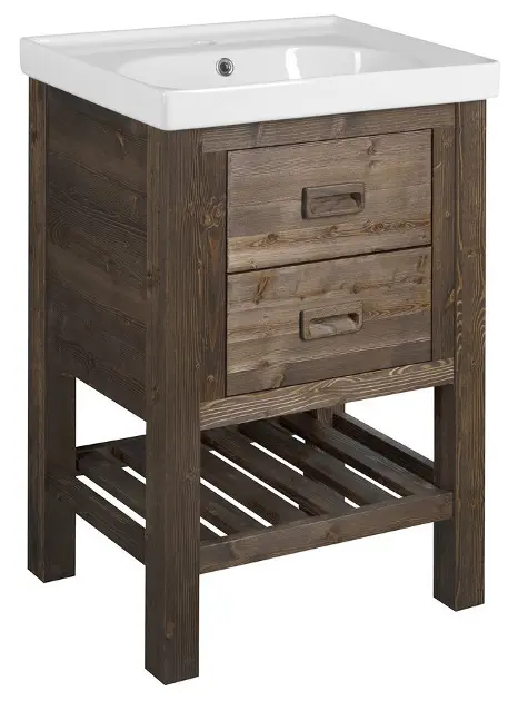 Sapho Brand - Ormarić za umivaonik 89x60x45 cm, 2 ladice, bežirana smreka BA068S