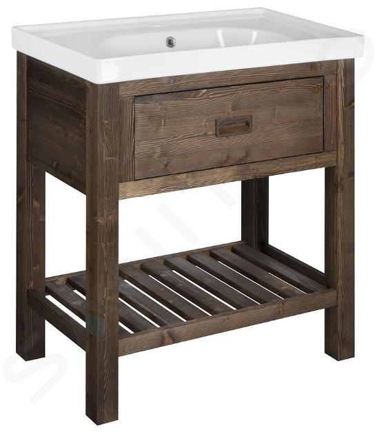 Sapho Brand - Meuble lavabo 89x80x45 cm, 1 tiroir, épicéa teinté BA088S