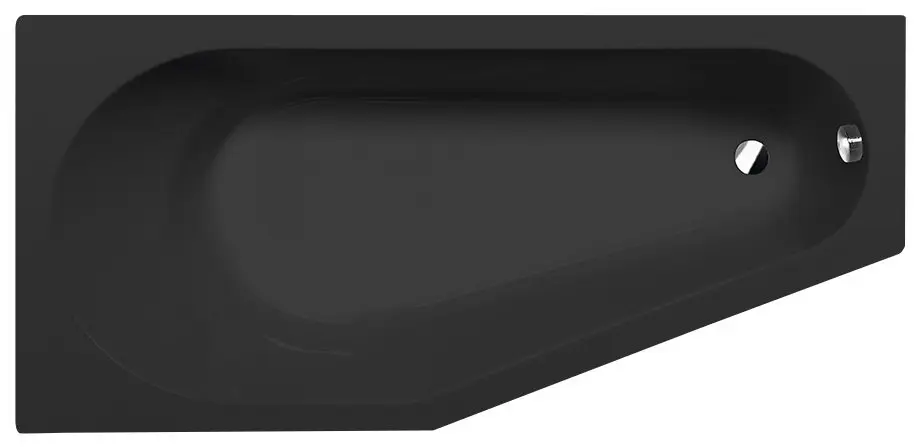 Polysan Tigra - Bañera asimétrica L 170x80 cm, negro mate 90111.21