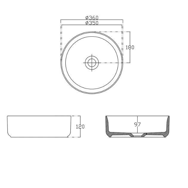 Sapho Isvea - Lavoar cu montare pe blat, diametru 36 cm, fără preaplin, alb mat 10NF65036-2L