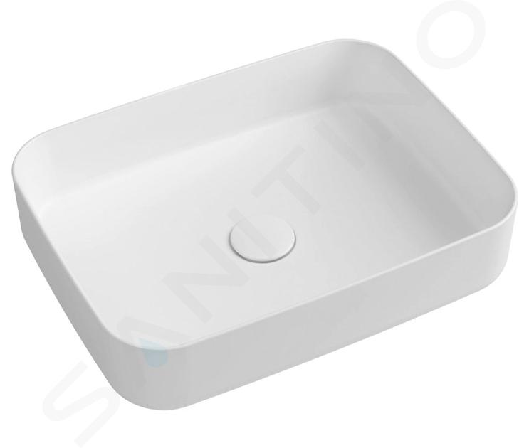 Sapho Isvea - Lavabo pour plan de travail, 36x50 cm, sans trop-plein, blanc mat 10NF65050-2L