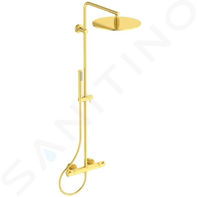 Ideal Standard CeraTherm - Set de douche avec thermostat, diamètre 30 cm, or brossé A7589A2