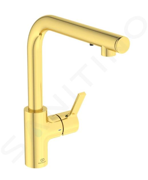 Ideal Standard Gusto - Grifo de fregadero con dispensador de jabón, oro cepillado A7817A2