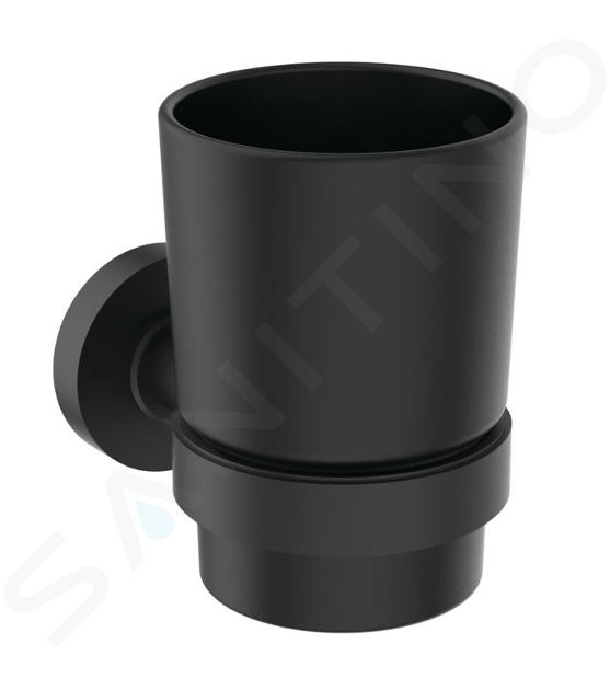 Ideal Standard IOM - Zahnputzbecher, Glas schwarz satiniert/Seide schwarz A7928XG