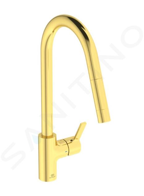 Ideal Standard Gusto - Grifo de fregadero con caño extraíble, oro cepillado BD414A2