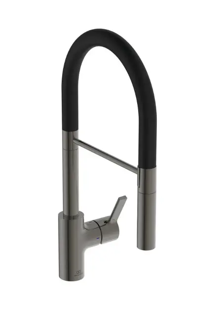 Ideal Standard Gusto - Keukenkraan met flexibele arm en douche, Magnetic Grey/zwart BD417A5