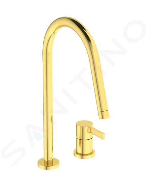 Ideal Standard Gusto - Grifo de fregadero, instalación de 2 orificios, oro cepillado BD422A2