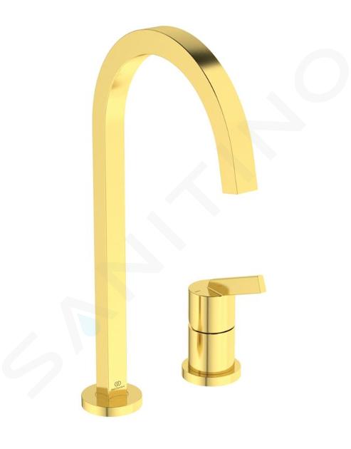 Ideal Standard Gusto - Grifo de fregadero, instalación de 2 orificios, oro cepillado BD423A2