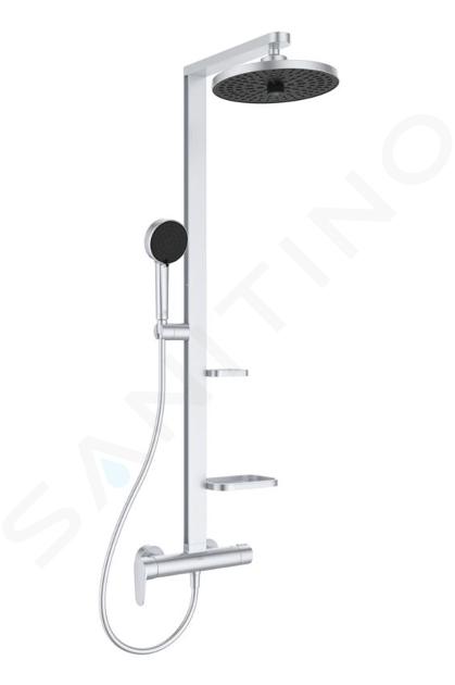 Ideal Standard ALU+ - Zestaw prysznicowy z baterią, średnica 26 cm, 2 dysze, kolor srebrny BD584SI