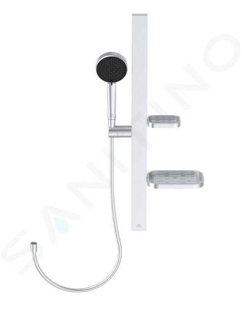 Ideal Standard ALU+ - Set de pommeau de douche, barre et flexible, 2 jets, argenté BD586SI