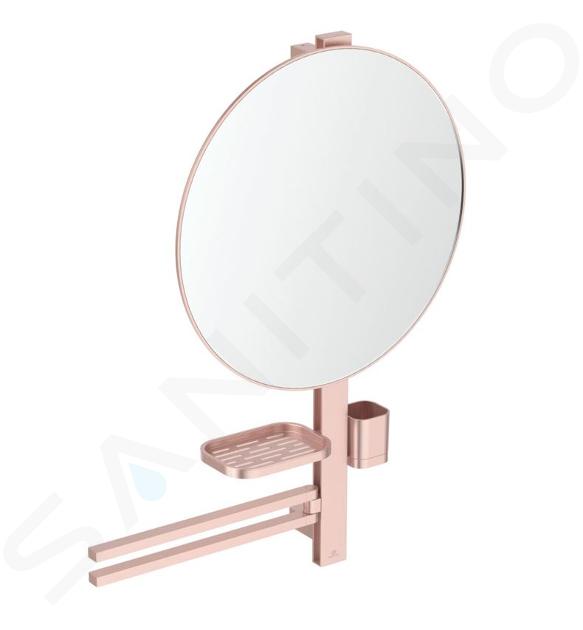 Ideal Standard ALU+ - Miroir avec porte-serviettes, tablette et gobelet pour brosses à dents et dentifrice, rosé BD587RO