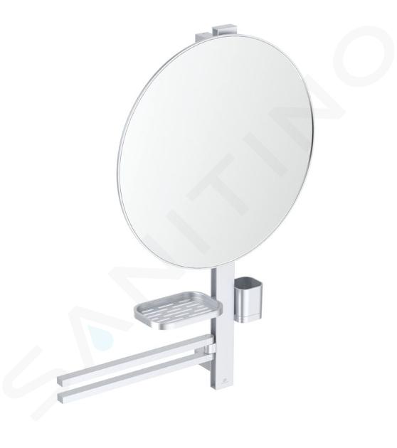 Ideal Standard ALU+ - Miroir avec porte-serviettes, tablette et gobelet pour brosses à dents et dentifrice, argenté BD587SI