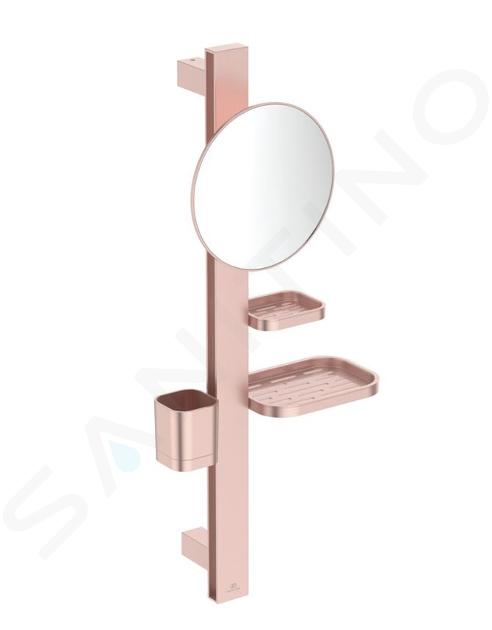 Ideal Standard ALU+ - Espejo cosmético con estante y vaso para cepillos y pasta de dientes, rosado BD589RO