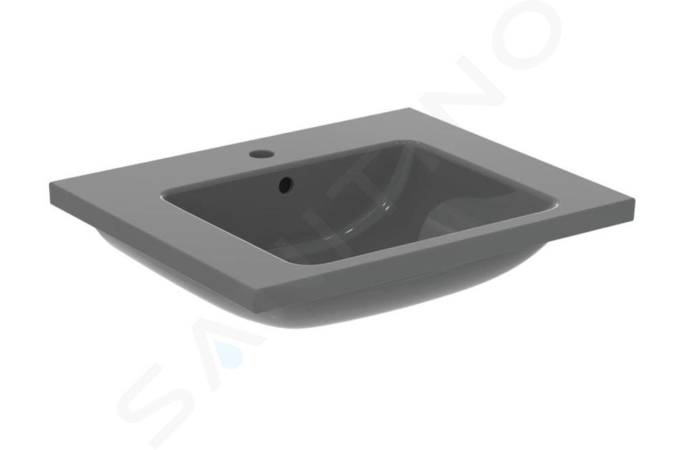 Ideal Standard i.Life B - Lavabo de mueble 61x51 cm, con rebosadero, con orificio para grifo, gris brillante T460558