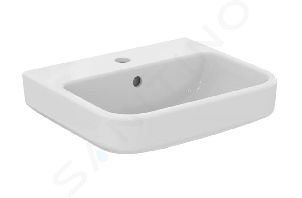 Ideal Standard i.Life B - Lavabo 45x38 cm, con troppopieno, foro per miscelatore, SmartGuard, bianco T4610HY