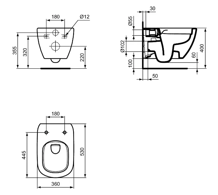 Abattant Wc MADE Pour TESI IDEAL STANDARD Modèle. Type DÉDIÉ. Duroplast