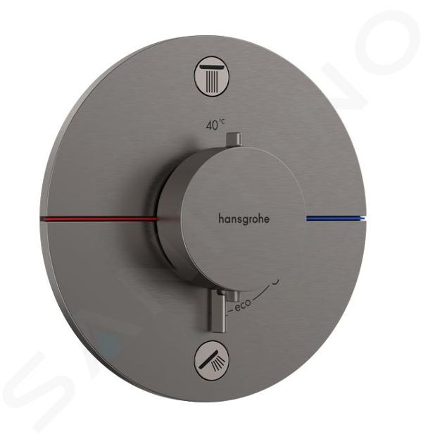 Hansgrohe ShowerSelect Comfort - Termostatická batéria pod omietku, na 2 spotrebiče, kefovaný čierny chróm 15554340