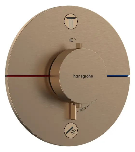 Hansgrohe ShowerSelect Comfort - Ugrađeni termostatski miješalj, za 2 uređaja, brušena bronca 15556140