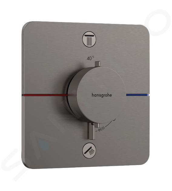 Hansgrohe ShowerSelect Comfort - Mitigeur thermostatique encastré, 2 sorties, chrome noir brossé 15583340