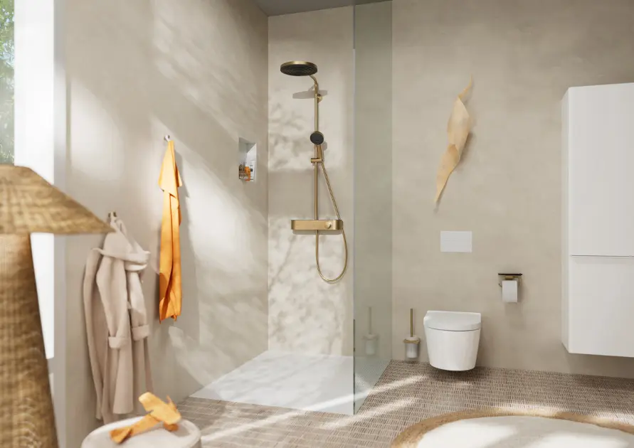 Pommeau De Douche Hansgrohe Pulsify S - Jet PowderRain - Économie D'eau EcoSmart+ - Anti-calcaire - Bronze Brossé - 2