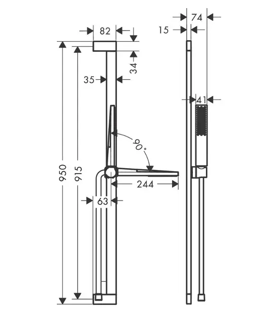 Hansgrohe Pulsify E Set van douchekop, stang en slang, EcoSmart+, mat
