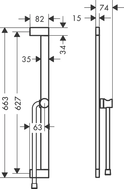 Hansgrohe Unica - Douchestang 95 cm met doucheslang, chroom 24405000