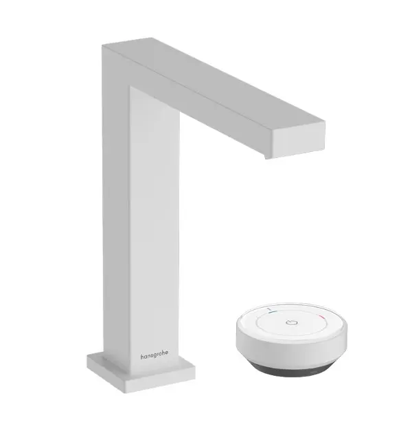 Hansgrohe Tecturis E - Altaan sekoitin, jossa on suihkulähde, 2-reikäinen asennus, CoolStart, EcoSmart+, mattavalkoinen 73053700